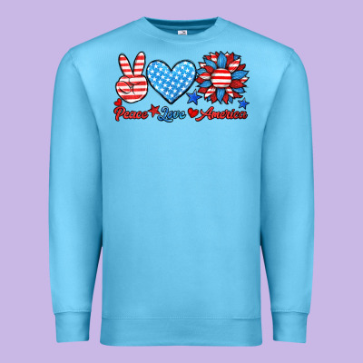 Peace Love America Premium Sweatshirt Designed By Hra Design Shop