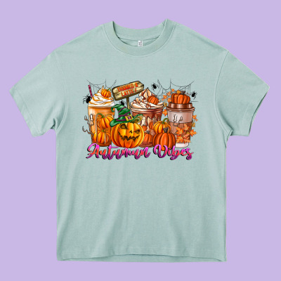 Thanks A Latte Autumn Vibes Heavy Core Tee Designed By Cowhidedigitalart