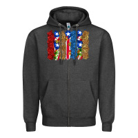 Charcoal Heather puerto rico republic brushstrokes Zipper Hoodie - RanaPortraitStore