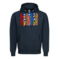 Navy puerto rico republic brushstrokes Zipper Hoodie - RanaPortraitStore
