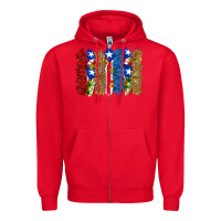 Red puerto rico republic brushstrokes Zipper Hoodie - RanaPortraitStore