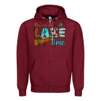 Burgundy living on lake time Zipper Hoodie - texasbilliewilder