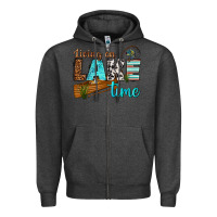 Charcoal Heather living on lake time Zipper Hoodie - texasbilliewilder