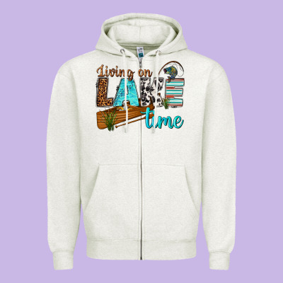 Living On Lake Time Zipper Hoodie Designed By Texasbilliewilder