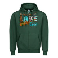 Sports Green living on lake time Zipper Hoodie - texasbilliewilder
