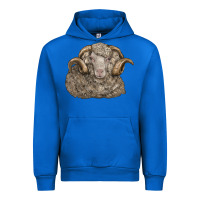 Cobalt merino wool sheep head Urban Hoodie - LillyAllenDesigns
