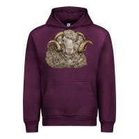 Mauve Wine merino wool sheep head Urban Hoodie - LillyAllenDesigns