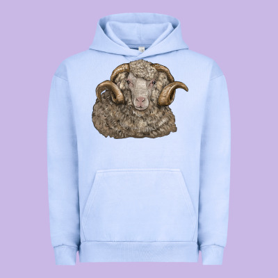 Merino Wool Sheep Head Urban Hoodie Designed By Lillyallendesigns