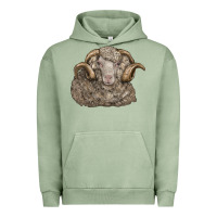 Pigment Oil Green merino wool sheep head Urban Hoodie - LillyAllenDesigns