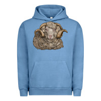 Pigment Pebble Blue merino wool sheep head Urban Hoodie - LillyAllenDesigns