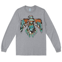 Heather Grey thunderbird with gemstone Long Sleeve Tee - BarkalooDesign