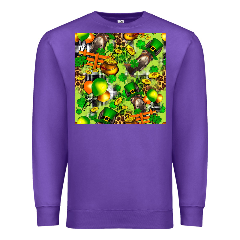 St. Patrick's Donkey With Shamrock Seamless Premium Sweatshirt by FaDigitalArtStudio | Teevron