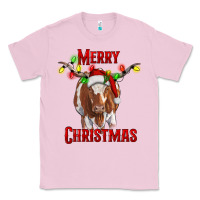 Bubblegum Pink Merry Christmas Longhorn Cow Classic Tee - RanaPortraitStore