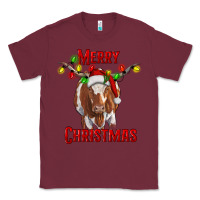 Burgundy Merry Christmas Longhorn Cow Classic Tee - RanaPortraitStore