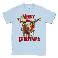 Dusty Blue Merry Christmas Longhorn Cow Classic Tee - RanaPortraitStore