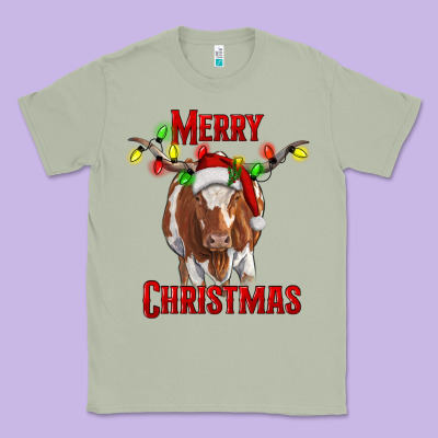 Merry Christmas Longhorn Cow Classic Tee Designed By Ranaportraitstore