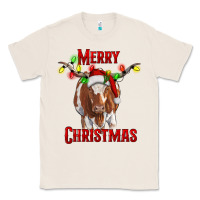 Natural Merry Christmas Longhorn Cow Classic Tee - RanaPortraitStore