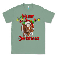 Sage Merry Christmas Longhorn Cow Classic Tee - RanaPortraitStore