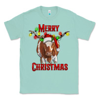 Seafoam Merry Christmas Longhorn Cow Classic Tee - RanaPortraitStore