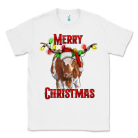 White Merry Christmas Longhorn Cow Classic Tee - RanaPortraitStore