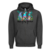 Charcoal Heather jesus is my anchor gnomes Zipper Hoodie - Zillion Design Studio