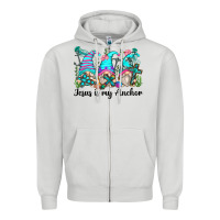 Dove Grey jesus is my anchor gnomes Zipper Hoodie - Zillion Design Studio