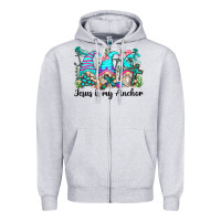 Heather Grey jesus is my anchor gnomes Zipper Hoodie - Zillion Design Studio