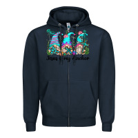 Navy jesus is my anchor gnomes Zipper Hoodie - Zillion Design Studio