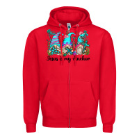 Red jesus is my anchor gnomes Zipper Hoodie - Zillion Design Studio