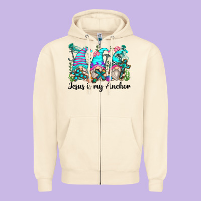 Jesus Is My Anchor Gnomes Zipper Hoodie Designed By Zillion Design Studio