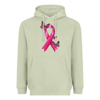 Matcha Breast Cancer Ribbon with Butterfly Heavyweight Hoodie - texasbilliewilder
