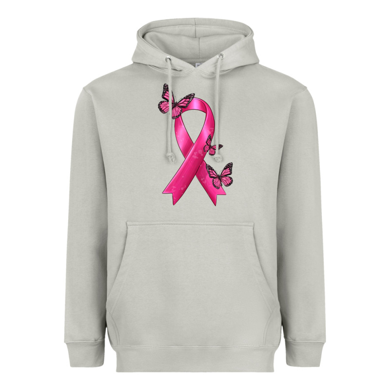 Breast Cancer Ribbon With Butterfly Heavyweight Hoodie by texasbilliewilder | Teevron