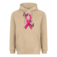 Mushroom Breast Cancer Ribbon with Butterfly Heavyweight Hoodie - texasbilliewilder
