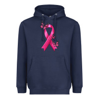 Navy Breast Cancer Ribbon with Butterfly Heavyweight Hoodie - texasbilliewilder