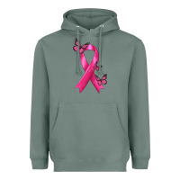 Sage Breast Cancer Ribbon with Butterfly Heavyweight Hoodie - texasbilliewilder