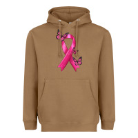 Toasted Coconut Breast Cancer Ribbon with Butterfly Heavyweight Hoodie - texasbilliewilder