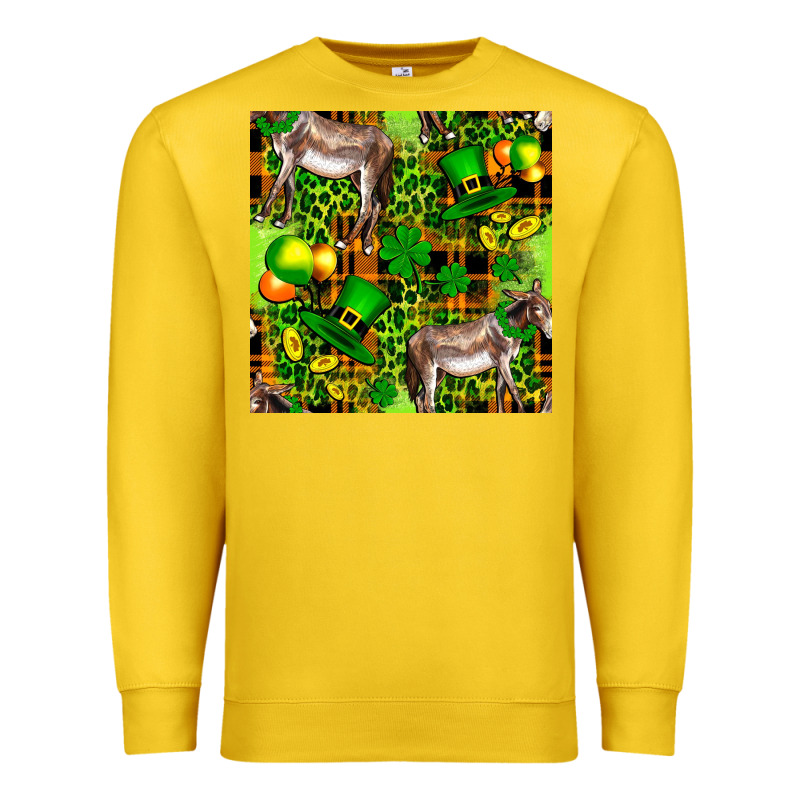 St. Patrick's Donkey With Leprechaun Hat Seamless Premium Sweatshirt by FaDigitalArtStudio | Teevron