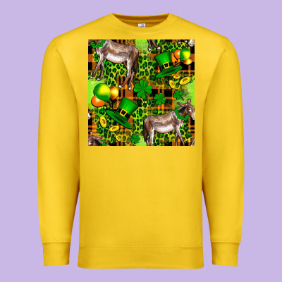 St. Patrick's Donkey With Leprechaun Hat Seamless Premium Sweatshirt Designed By Fadigitalartstudio