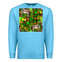 Ocean Blue St. Patrick's Donkey With Leprechaun Hat Seamless Premium Sweatshirt - FaDigitalArtStudio