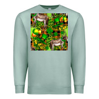 Seafoam St. Patrick's Donkey With Leprechaun Hat Seamless Premium Sweatshirt - FaDigitalArtStudio