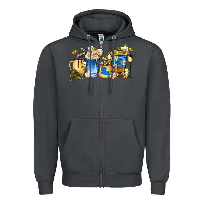 Louisiana Coffee Cups Zipper Hoodie by texasbilliewilder | Teevron