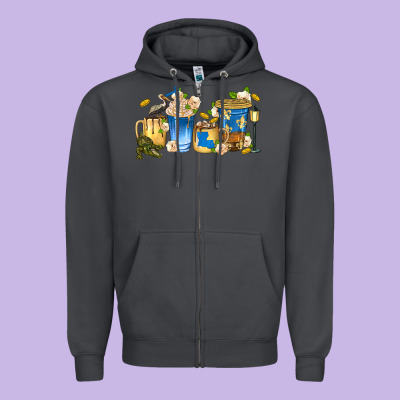 Louisiana Coffee Cups Zipper Hoodie Designed By Texasbilliewilder
