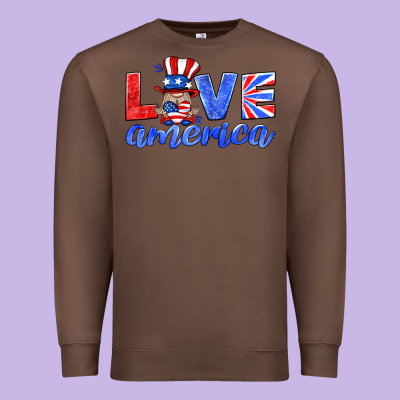 Love America Gnome Premium Sweatshirt Designed By Hra Design Shop