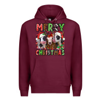 Burgundy merry christmas heifers Premium Hoodie - Jasminsmagicworld