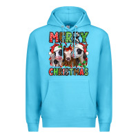 Ocean Blue merry christmas heifers Premium Hoodie - Jasminsmagicworld