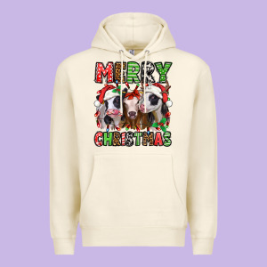 Merry Christmas Heifers Premium Hoodie Designed By Jasminsmagicworld