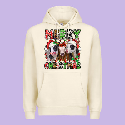 Merry Christmas Heifers Premium Hoodie Designed By Jasminsmagicworld