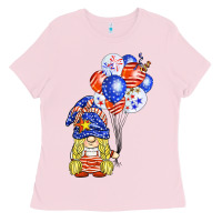 Bubblegum Pink patriotic gnome balloon Ladies Tee - BarkalooDesign