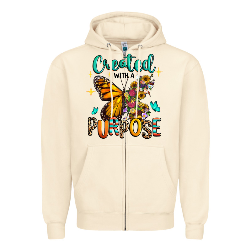 Created With A Purpose Zipper Hoodie by RanaPortraitStore | Teevron