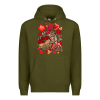 Army Green valentines day skeleton Premium Hoodie - NancyCooperArtShop